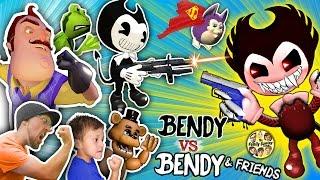 BENDY & THE INK MACHINE vs. HELLO NEIGHBOR, FGTEEV, AMAZING FROG, TATTLETAIL & FNAF Garry's Mod