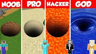 Secret Tunnel Pit Build Battle Challenge - Noob vs Pro vs Hacker vs God - Minecraft Animation