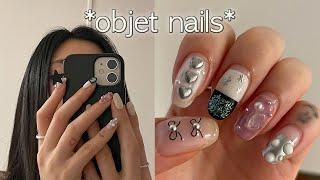 ⋆｡˚ ⋆౨ৎ 𝑂𝑏𝑗𝑒𝑡 𝑁𝑎𝑖𝑙𝑠 ౨ৎ⋆ ˚｡⋆ | Nuance nails | Korean nails tutorial | Nails at home | Nail ASMR