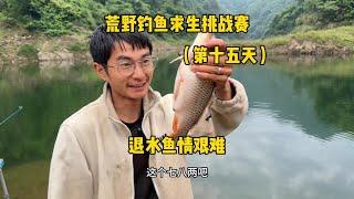 荒野钓鱼求生挑战赛第十五天！退水严重鱼情艰难