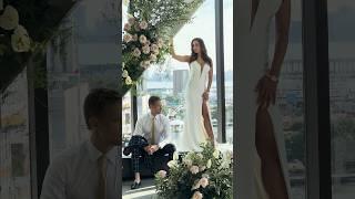 Lindsey Morgan’s Captivating Bridal Look In The Minimal Sheath Wedding Dress from Krismil Bridal