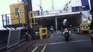 Motorcycles boarding the Poole-Cherbourg Ferry