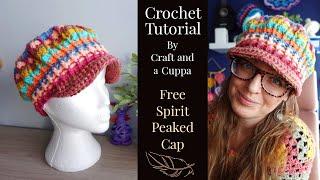 Free Spirit Peaked Cap Crochet Tutorial - Full Length, 2 sizes available, Crochet Hat Tutorial,