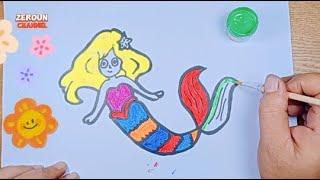 How to Draw Mermaid Easily | Draw, Paint and Color Step by Step