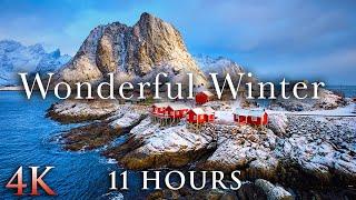 WONDERFUL WINTER 4K - 11HRs of Epic Snow Scenes + Calming Music by Nature Relaxation™