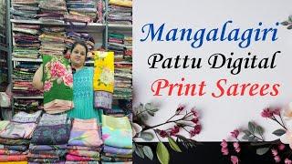 Pure Mangalagiri Pattu Digital Print Sarees|Colours Overload|Mangalagiri Silk Sarees #mangalagiri