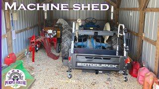 Machine shed for tractor equipment storage