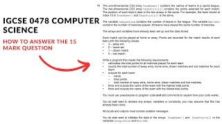 IGCSE 0478 Computer Science Paper 2 | How to answer the 15 mark question