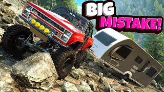 We Climbed a Mountain with Trucks & Campers in Snowrunner Mods!