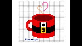 Christmas Santa Claus Mug Pixel Art How to Draw  #PixelArt