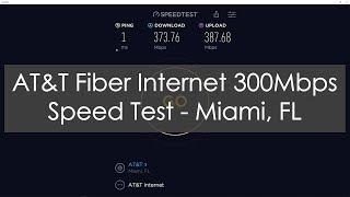 AT&T Fiber Internet 300Mbps Speed Tier Speed Test Oct 2019 - Miami, FL