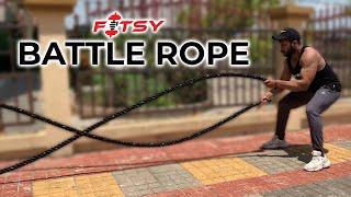 FITSY 30 ft Gym Battle Rope (9 Meter) & 1.5" Thickness | Strength Exercise Training Equipment