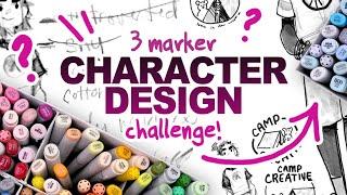 oooo another... 3 MARKER CHARACTER DESIGN CHALLENGE!? | Copic + Ohuhu Markers!