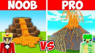 Minecraft NOOB vs PRO: GIANT VOLCANO HOUSE BUILD CHALLENGE