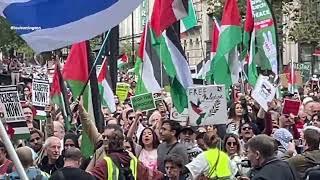 Thousands of pro-Palestine protesters march through central London