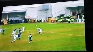 Jonathan Coates heads the equaliser for Swansea City v Cardiff in front of the North bank 8/3/98