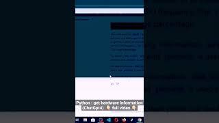 Python : show hardware information (ChatGpt4)