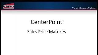 How to Set Up a Sales Price Matrix in CenterPoint