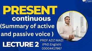 Present continuous(Summary of active and passive)Lecture:2 Prof Aziz Niazi(PhD English) #education