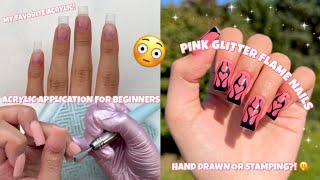 TRYING THE KIARA SKY ACRYLIC SYSTEM AS A BEGINNER | EASIEST ACRYLIC NAILS | FLAME NAIL ART