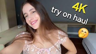 [4K] TRANSPARENT Amazon bodysuit Top TRY ON Haul with MIRROR VIEW | Transparent Clothes rivew