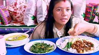 Tori saag /chicken ko karchi marchi / dal bhat /Nepali mukbang Saibo family