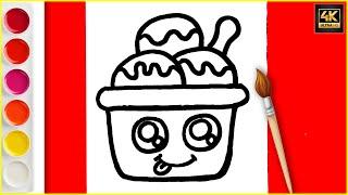 How to draw a cute Ice cream bowl, Ellora Art & Craft