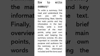 How to write a summary #write #summary