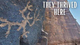 They Thrived Here - Ancient Rock Art And Village Near Desert River