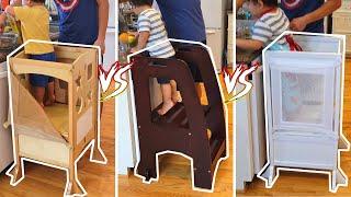 Guidecraft Kitchen Comparison Helper Stool vs Tower Step-Up