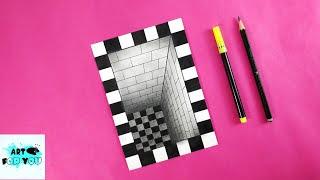 Very Easy!! How To Draw 3D Hole Illusion - 3D Trick Art On Paper | 3D Drawing Hole Easy | 3D Drawing