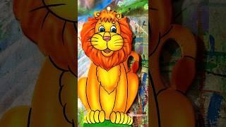  Lion easy  Cartoon Cutout Painting for beginners #lion #cartoonart #drawing #jungle #lion #short