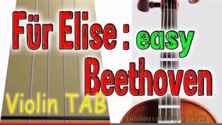 Für Elise - Beethoven - Easy Violin - Play Along Tab Tutorial