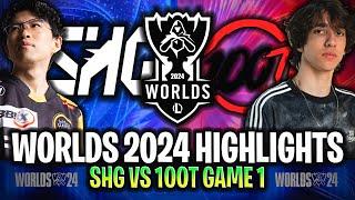 SHG vs 100T GAME 1 HIGHLIGHTS WORLDS 2024 PLAY-IN | SOFTBANK HAWKS GAMING vs 100 THIEVES WORLDS 2024