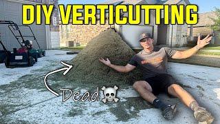 DIY VERTICUTTING and SCALPING my LAWN | Can a Lawn Get TOO THICK? |Removing a MOUNTAIN of Material