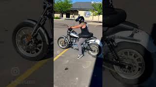 Pikes Peak H-D’s stunt crew brushing up on the lot #harleystunts #harleydavidson #stuntrider