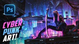 Creating a Neon Assassin in Photoshop | Cyberpunk Photo Manipulation Speed Art