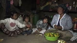 Nepali village || Eating an orange after coming from school in the village