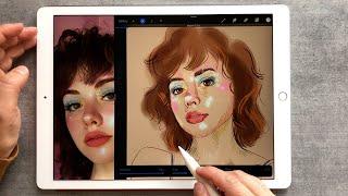 Watch Cecile Yadro create a portrait in Procreate for 30 Faces/30 Days
