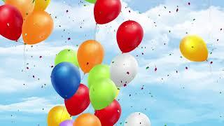  Birthday Balloons Confetti Sky Animated Loop Video Background for Edits