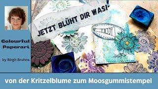 Moosgummistempel einfach und schnell selbstgemacht für Journaling,  Mixed-Media-Art, Collagefodder