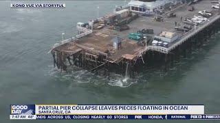 Partial pier collapse in CA leaves pieces floating in the ocean