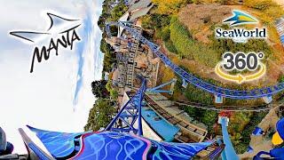 VR 360 Manta Roller Coaster On Ride Front Seat POV SeaWorld San Diego 2025 01 16