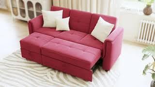 Sectional Velvet Sofa L Shaped Sleeper Sofa️|NOSGA