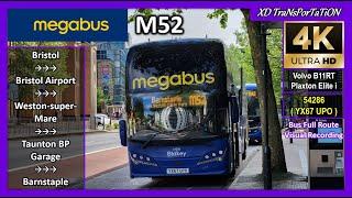 [Megabus] M52 ~ Bristol, Bond Street  Barnstaple Bus Station (via Weston-super-Mare)【4K】