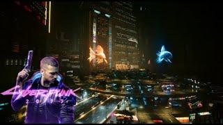  Cyberpunk 2077 Rainy Night Ambience ️ | Corpo Plaza Thunderstorm & Neon Lights Vibes