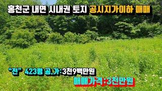 [매번:24-19]홍천군 매물 중 첫 번째 토지 공시지가이하 매매 "전"423평 공.가:3천9백만원 매매가:3천만원 *하늘부동산 010.5494.3211*