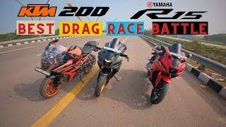 KTM RC 200 Vs R15 V4 Drag Race  Shocking Results 🫢#dragrace #yamaha #ktm