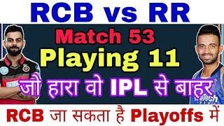 IPL 2018 Match 53: RCB vs RR / Playing 11 Match Prediction / RCB जा सकता है Playoffs में /