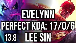 EVELYNN vs LEE SIN (JNG) | 17/0/6, Rank 4 Eve, Legendary | TR Challenger | 13.8